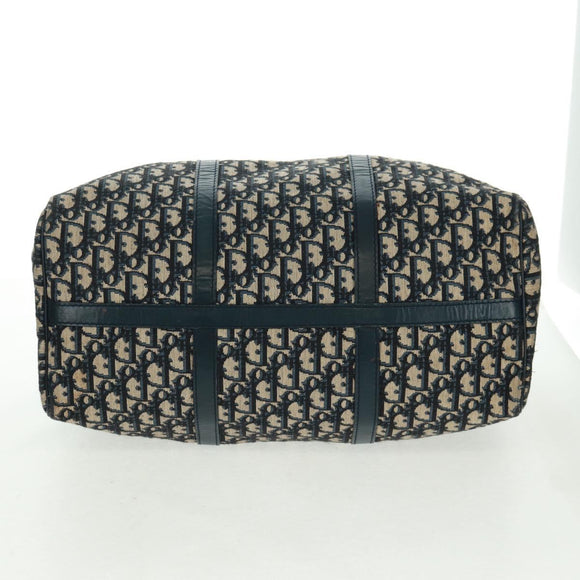Christian Dior Trotter Canvas Mini Boston Bag Navy Silver Auth am10233