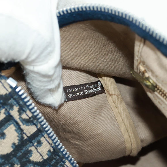 Christian Dior Trotter Canvas Mini Boston Bag Navy Silver Auth am10233