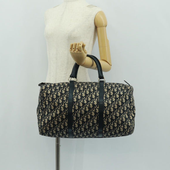 Christian Dior Trotter Canvas Mini Boston Bag Navy Silver Auth am10233