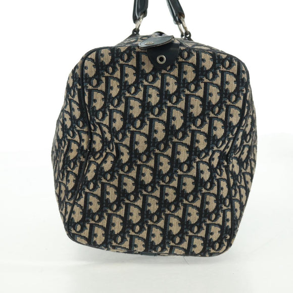 Christian Dior Trotter Canvas Mini Boston Bag Navy Silver Auth am10233