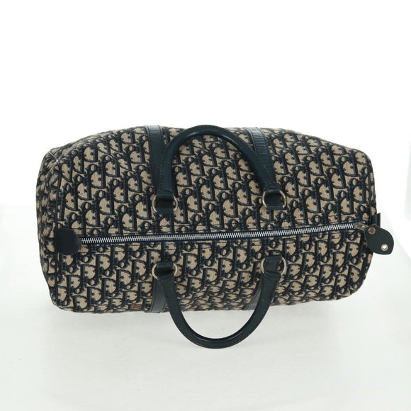 Christian Dior Trotter Canvas Mini Boston Bag Navy Silver Auth am10233