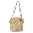 Christian Dior Trotter Canvas Flower Shoulder Bag PVC Beige Silver Auth am10236-1
