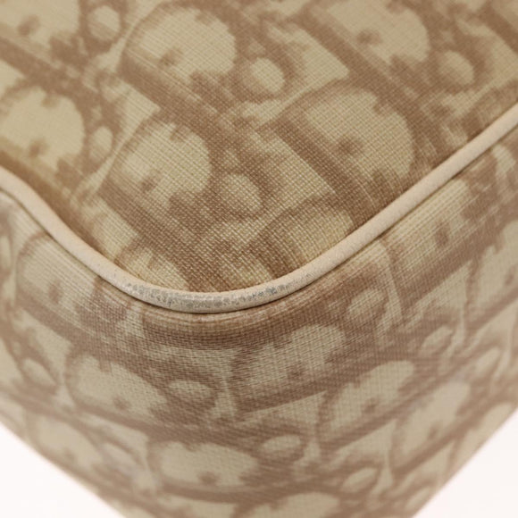 Christian Dior Trotter Canvas Flower Shoulder Bag PVC Beige Silver Auth am10236