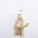 Christian Dior Trotter Canvas Flower Shoulder Bag PVC Beige Silver Auth am10236-25