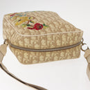 Christian Dior Trotter Canvas Flower Shoulder Bag PVC Beige Silver Auth am10236-6