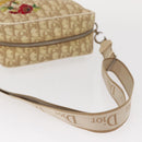 Christian Dior Trotter Canvas Flower Shoulder Bag PVC Beige Silver Auth am10236-7