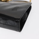 Salvatore Ferragamo Chain Gancini Shoulder Bag Enamel Black Gold Auth am10237-12