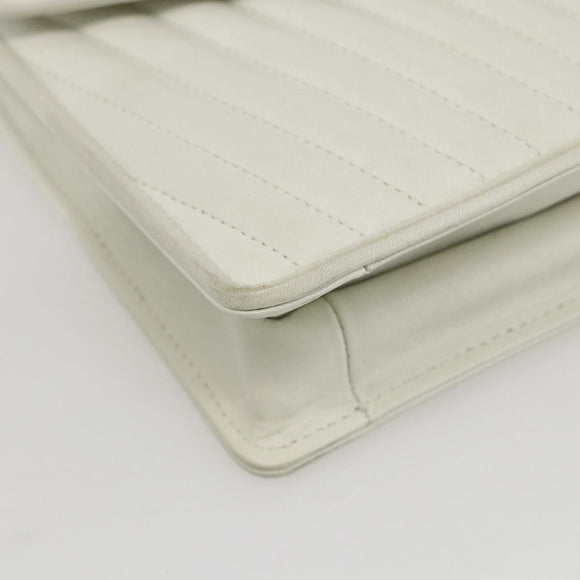 VALENTINO V stitch Shoulder Bag Leather White Gold Auth am10239