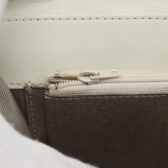 VALENTINO V stitch Shoulder Bag Leather White Gold Auth am10239