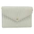 VALENTINO V stitch Shoulder Bag Leather White Gold Auth am10239-13