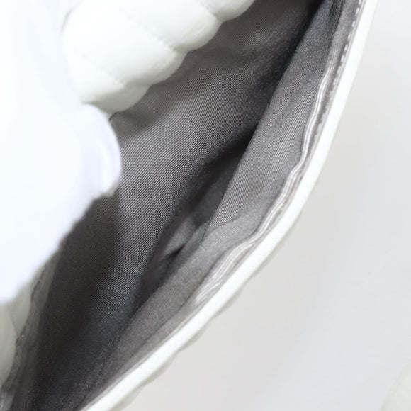 VALENTINO V stitch Shoulder Bag Leather White Gold Auth am10239