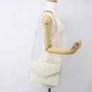 VALENTINO V stitch Shoulder Bag Leather White Gold Auth am10239-23
