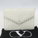 VALENTINO V stitch Shoulder Bag Leather White Gold Auth am10239-12