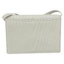 VALENTINO V stitch Shoulder Bag Leather White Gold Auth am10239-2