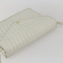 VALENTINO V stitch Shoulder Bag Leather White Gold Auth am10239-6