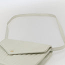 VALENTINO V stitch Shoulder Bag Leather White Gold Auth am10239-8