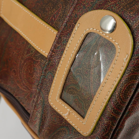 ETRO Paisley Boston Bag PVC 2way Bordeaux Gold Auth am10241