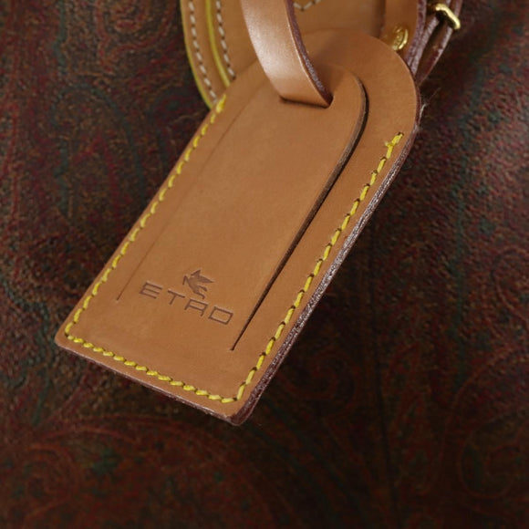 ETRO Paisley Boston Bag PVC 2way Bordeaux Gold Auth am10241