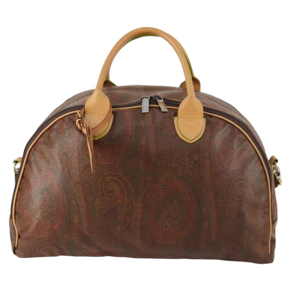 ETRO Paisley Boston Bag PVC 2way Bordeaux Gold Auth am10241