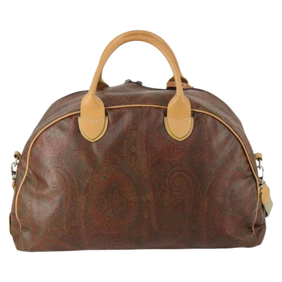 ETRO Paisley Boston Bag PVC 2way Bordeaux Gold Auth am10241