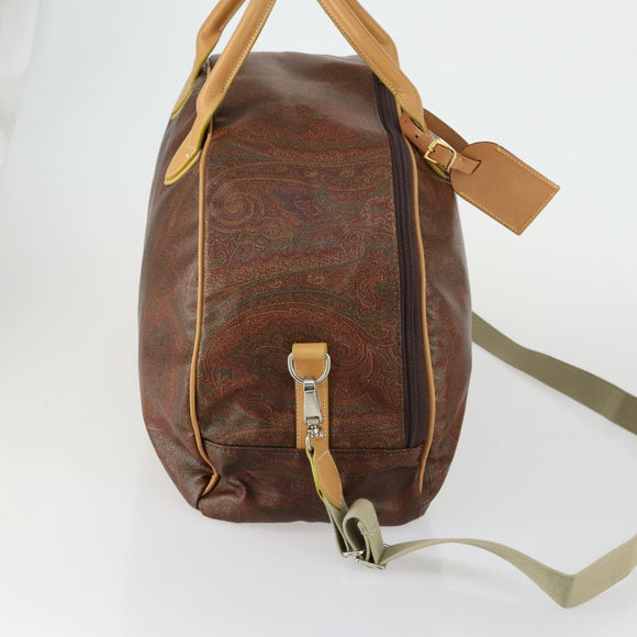 ETRO Paisley Boston Bag PVC 2way Bordeaux Gold Auth am10241