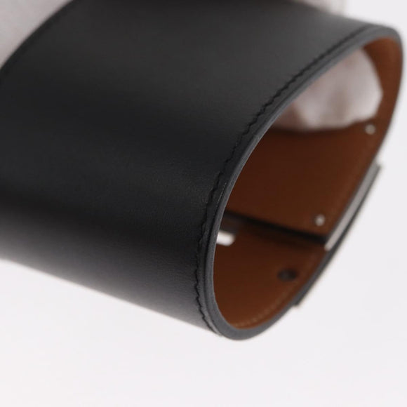 HERMES Kelly Dog Bangle Bracelet Leather Size S Black Silver Auth am10243V