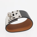 HERMES Kelly Dog Bangle Bracelet Leather Size S Black Silver Auth am10243V-5