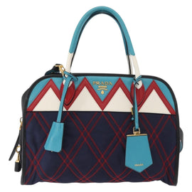 PRADA Hand Bag Nylon Leather 2way Multicolor Gold Auth am10244SAM - 0