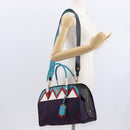 PRADA Hand Bag Nylon Leather 2way Multicolor Gold Auth am10244SAM-26