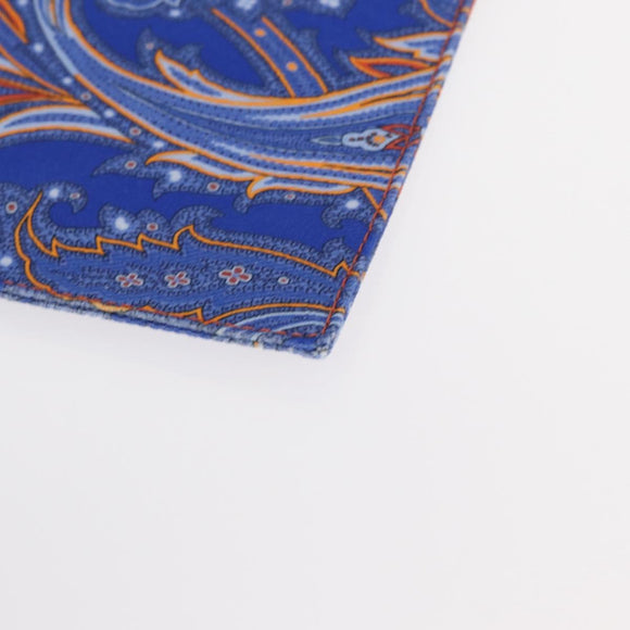 ETRO Paisley Clutch Bag Canvas Leather Blue Gold Auth am10247V