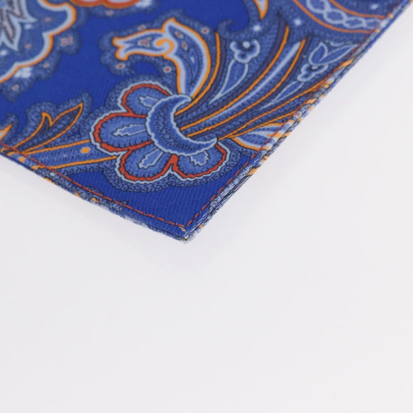 ETRO Paisley Clutch Bag Canvas Leather Blue Gold Auth am10247V