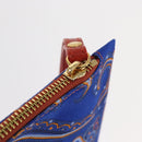 ETRO Paisley Clutch Bag Canvas Leather Blue Gold Auth am10247V-14