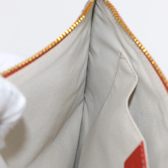 ETRO Paisley Clutch Bag Canvas Leather Blue Gold Auth am10247V