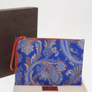 ETRO Paisley Clutch Bag Canvas Leather Blue Gold Auth am10247V-20