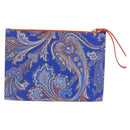 ETRO Paisley Clutch Bag Canvas Leather Blue Gold Auth am10247V-3