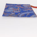 ETRO Paisley Clutch Bag Canvas Leather Blue Gold Auth am10247V-4