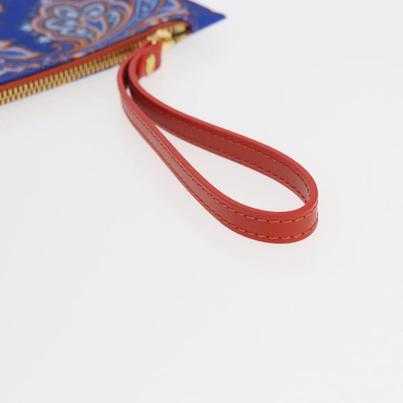 ETRO Paisley Clutch Bag Canvas Leather Blue Gold Auth am10247V