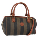 FENDI Pecan Canvas Mini Boston Bag PVC 2way Black Brown gold Auth am10249V-1