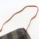 FENDI Pecan Canvas Mini Boston Bag PVC 2way Black Brown gold Auth am10249V-15
