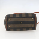 FENDI Pecan Canvas Mini Boston Bag PVC 2way Black Brown gold Auth am10249V-5