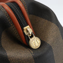 FENDI Pecan Canvas Mini Boston Bag PVC 2way Black Brown gold Auth am10249V-19