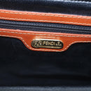 FENDI Pecan Canvas Mini Boston Bag PVC 2way Black Brown gold Auth am10249V-20