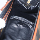 FENDI Pecan Canvas Mini Boston Bag PVC 2way Black Brown gold Auth am10249V-22