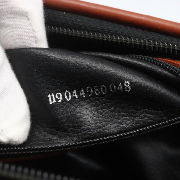 FENDI Pecan Canvas Mini Boston Bag PVC 2way Black Brown gold Auth am10249V