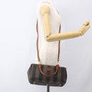 FENDI Pecan Canvas Mini Boston Bag PVC 2way Black Brown gold Auth am10249V-25