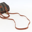 FENDI Pecan Canvas Mini Boston Bag PVC 2way Black Brown gold Auth am10249V-8