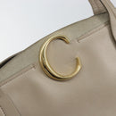 Chloe C Tote Bag Leather Beige Gold Auth am10250V-14