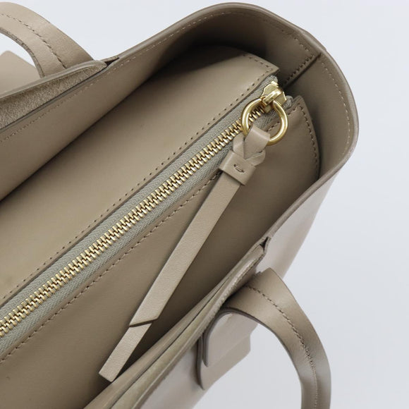 Chloe C Tote Bag Leather Beige Gold Auth am10250V