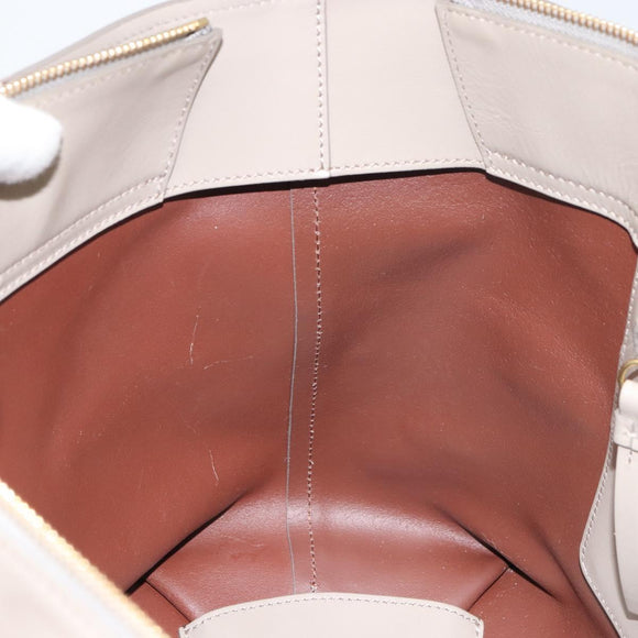 Chloe C Tote Bag Leather Beige Gold Auth am10250V