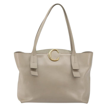 Chloe C Tote Bag Leather Beige Gold Auth am10250V - 0
